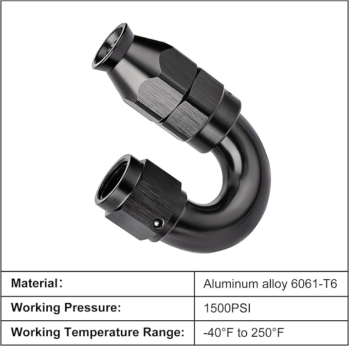 EVIL ENERGY 4AN 180 Degree PTFE One Piece Full Flow End Hose Fitting Aluminum - Image 3