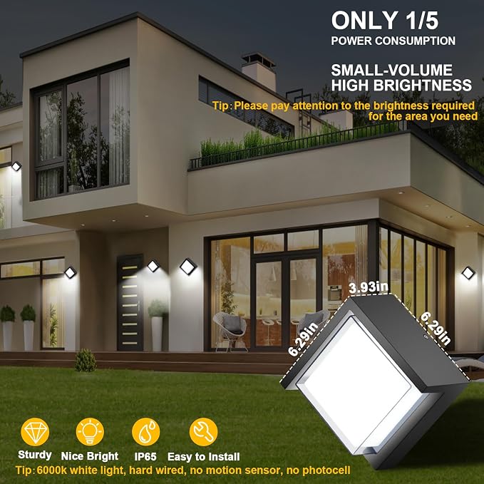 Outdoor Wall Light, 6000K Daylight Small Anti Rust Exterior Wall Lighting - Image 2