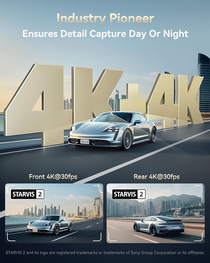 REDTIGER Dual 4K Dash Cam with 256GB eMMC, STARVIS 2 IMX678 Front and Rear Dash - Image 2