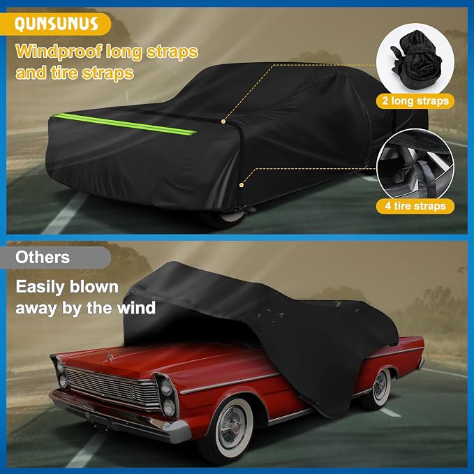 QUNSUNUS Waterproof Car Cover for Ford Galaxie 500/XL/Starliner/Fairlane - Image 4