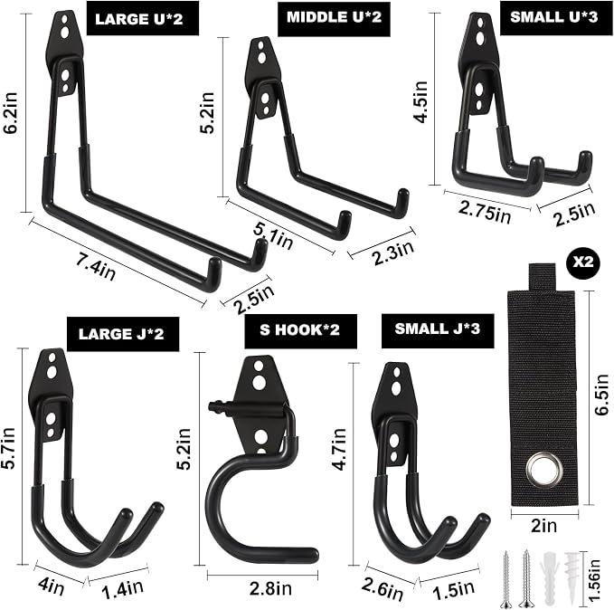 Garage Hook Heavy Duty Wall Storage Hangers, 16 Pack Garage Storage Hooks Steel - Image 2