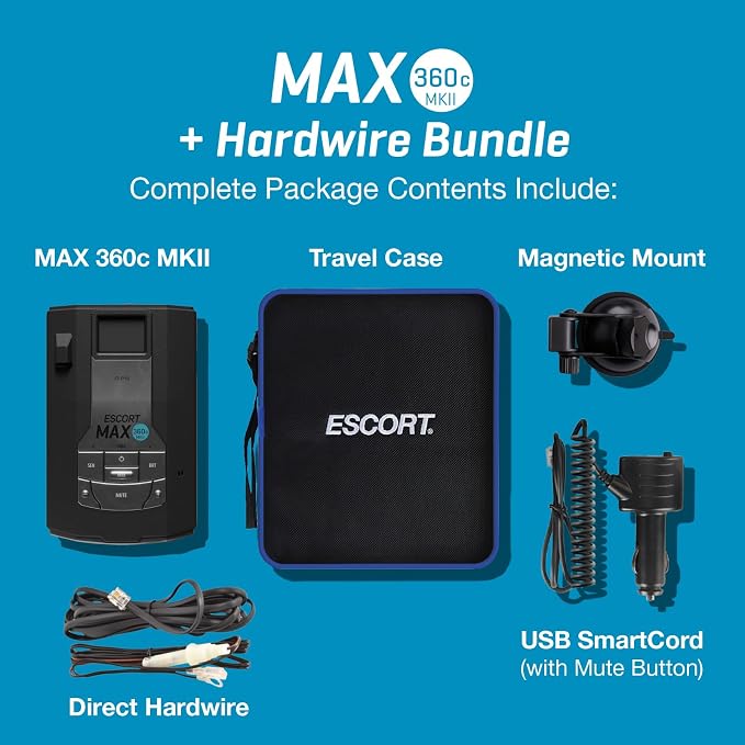Escort MAX 360c MKII Laser Radar Detector & Escort Direct Wire Power Cord: - Image 7