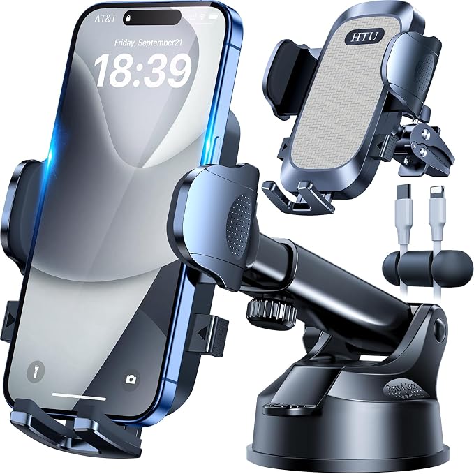 HTU 2025 Upgraded Car Phone Holder 【Safety Certs & No Smell】 Cell Phone Holder by HTU15yearsincarmounts