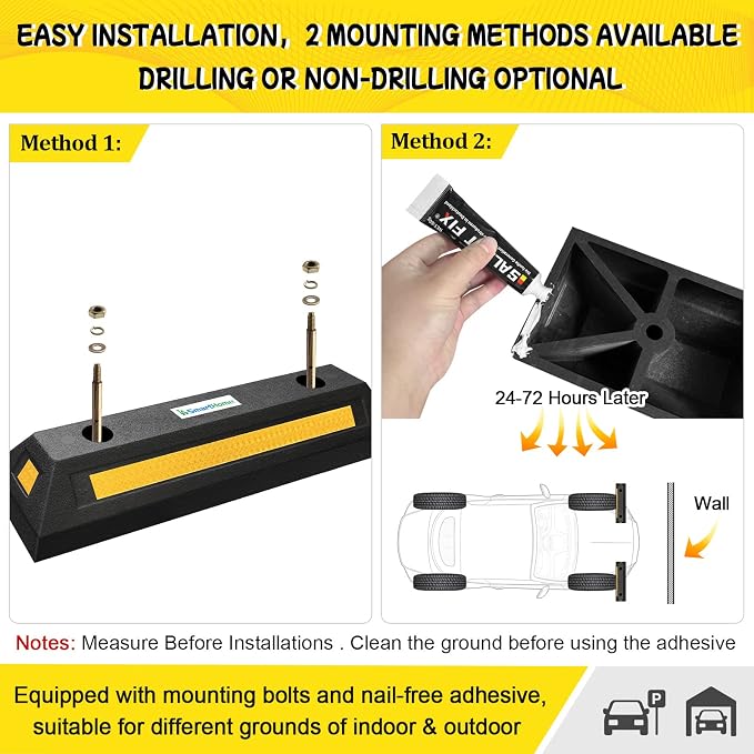 Car Parking Stopper – 2PCs Heavy Duty Rubber Curb Car Stop - Image 4