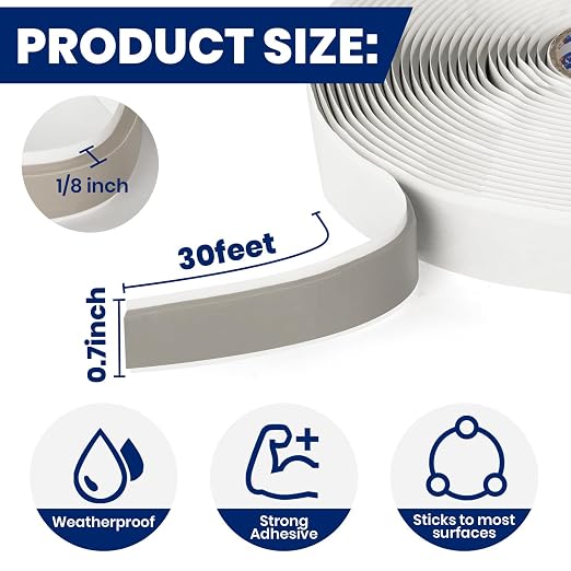 ADHES Premium Butyl Sealant Tape 3/4" x 30 'x 1/8" Gray Butyl Rubber Sealant - Image 2