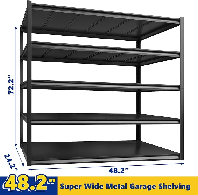 REIBII Garage Shelving 48.2" W Storage Shelves 3000LBS Metal Shelving Heavy - Image 3
