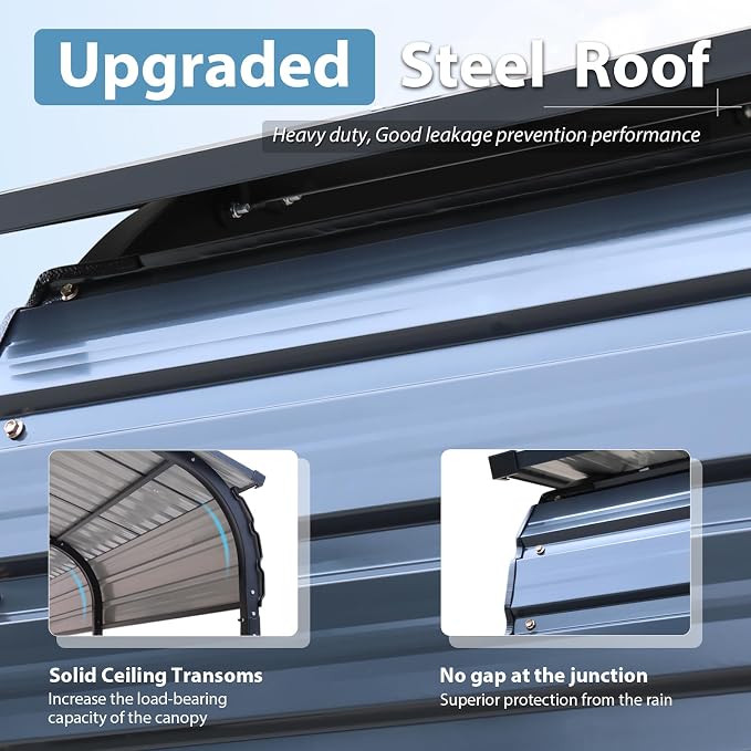Verano Garden 12 x 20 FT Metal Carport, Heavy Duty Carport Canopy - Image 4