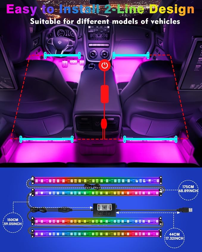 Car Led Strip Lights, RGB Truck Interior Lights - Image 6