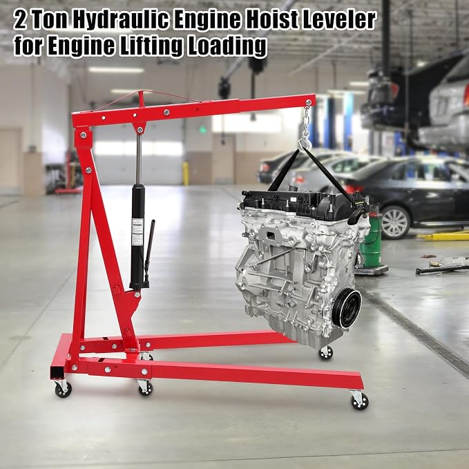 2 Ton Hydraulic Engine Hoist, 4400LBS Folding Cherry Picker Engine Hoist Lift - Image 2