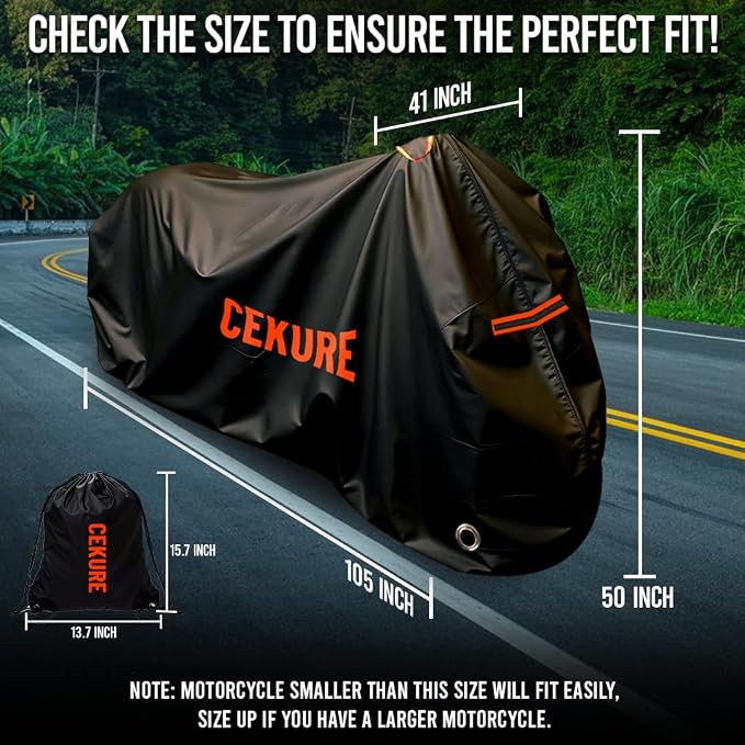Your Ride! Heavy Duty Motorcycle Cover Waterproof Outdoor 210 Oxford Fabric - Image 2