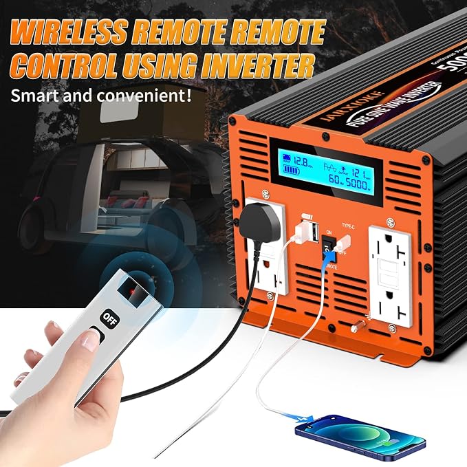 5000W Pure Sine Wave Power Inverter 12V DC to 110V 120V Converter - Image 3