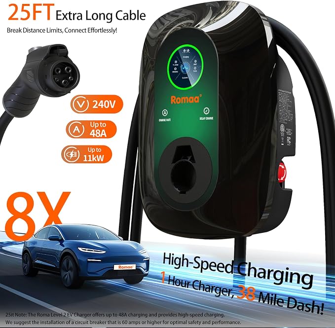 Level 2 EV Charger, 48 Amp 240V Hardwired Fast Charging, Smart WiFi Control - Image 5