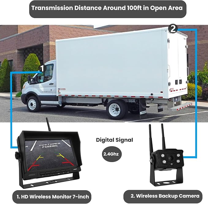 Wireless Backup Camera with Screen, Rear View Mirror Camera 1080P, Night Vision - Image 3