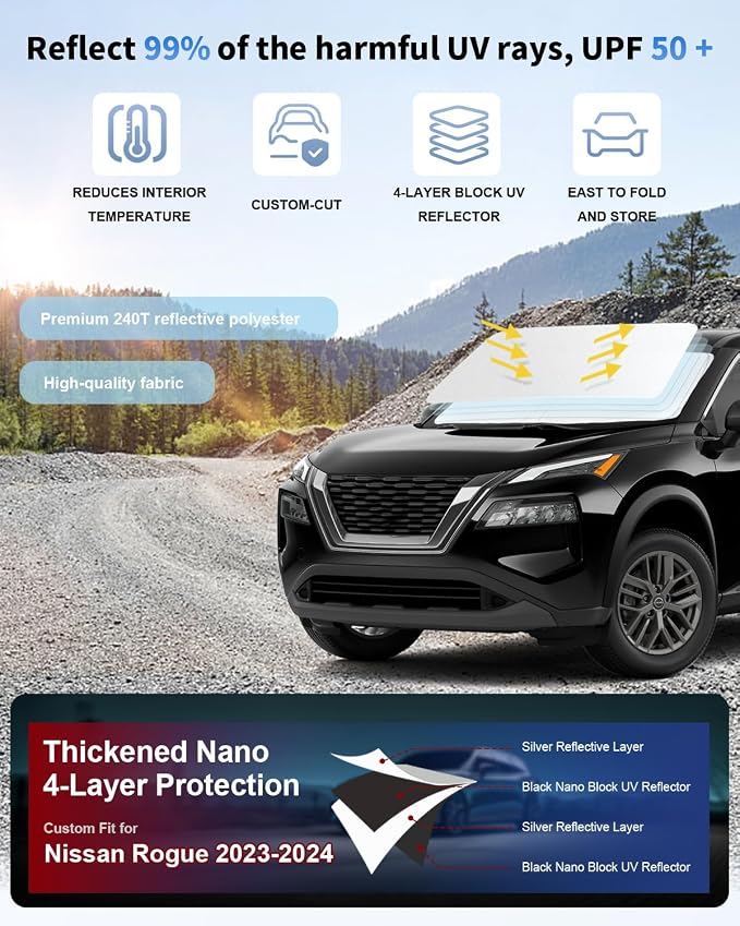 for Nissan Rogue Windshield Sun Shade Sunshade Custom Fit Rogue Accessories - Image 5