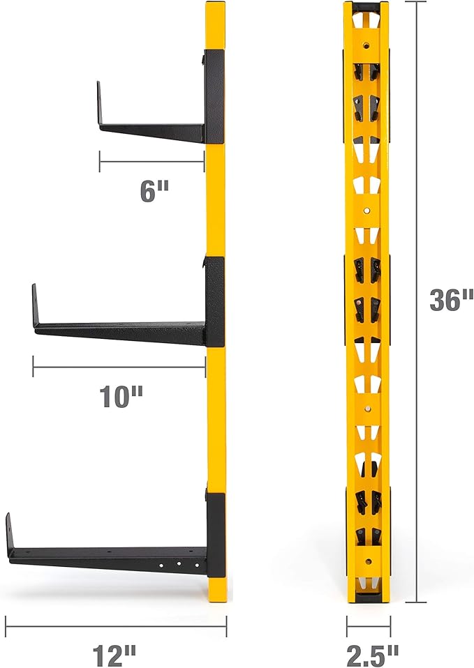 DEWALT 3-Piece Wall Mount Cantilever Wood and Lumber Storage Rack - Image 4