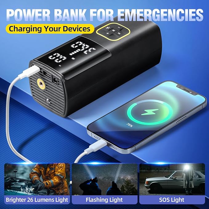 Zune Lotoo Rechargeable Tire Inflator Portable Air Compressor - Image 5