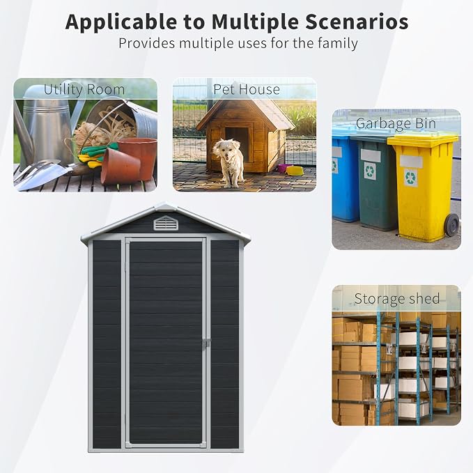 4x6 FT Outdoor Storage Resin Shed - Image 5