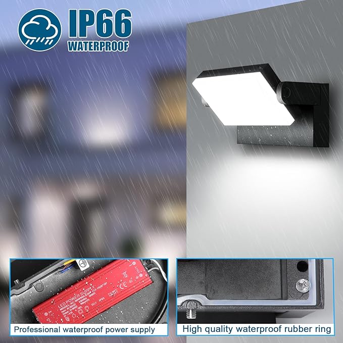 40W LED Outdoor Wall Light, 5000K Daylight Waterproof Floodlights, 360 ° - Image 5