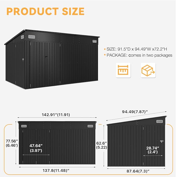 Aoxun 11.5’x7.5’ Shed Outdoor Storage Shed - Image 7