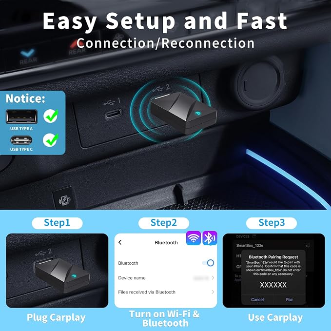 Wireless CarPlay Adapter, Convert Wired to Wireless CarPlay Adapter, Plug&Play - Image 5