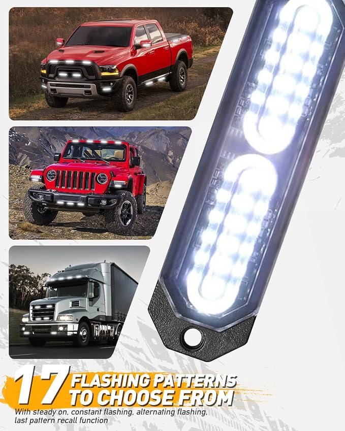 HLauto 1200T Emergency Strobe Grille Lights: 8pcs 12 LED Sync Feature Safety - Image 5
