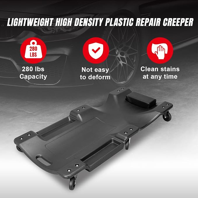 BIG RED ATRP6240BR-1 Blow Molded Plastic Rolling Garage/Shop Creeper: 40" - Image 6