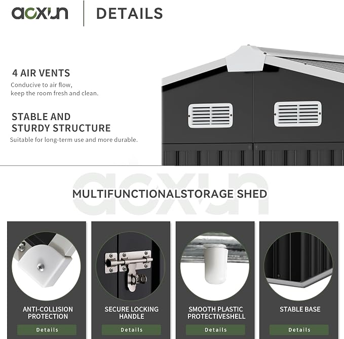 Aoxun 9.4x7.3x6.5 FT Outdoor Storage Shed - Image 4