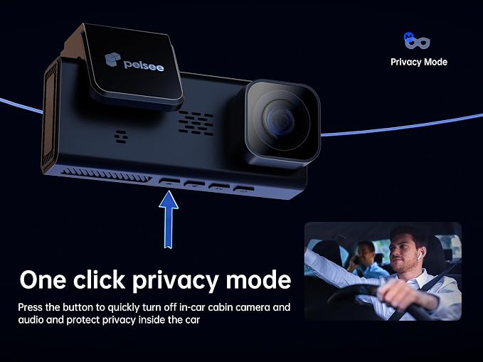 Pelsee 4K 3 Channel Dash Cam Front and Rear Inside, Dash Camera - Image 9