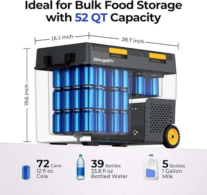 BougeRV 12 Volt Car Refrigerator, CRD2 52 Quart Portable Fridge Freezer - Image 6