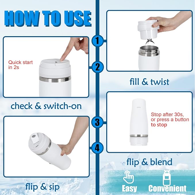Ice Shave 2-in-1 Stainless Steel Vacuum Tumbler & Cordless Blender - 28oz - Image 3