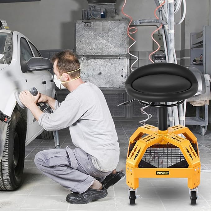 VEVOR Rolling Garage Stool, 300LBS Capacity, Adjustable Height from 24 in to - Image 2