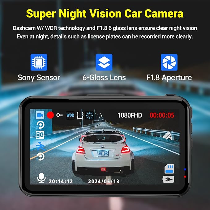 Dash Cam, Dash Camera for Cars 1080P FHD Dashcam DVR Car Camera Dash Cam Front - Image 2