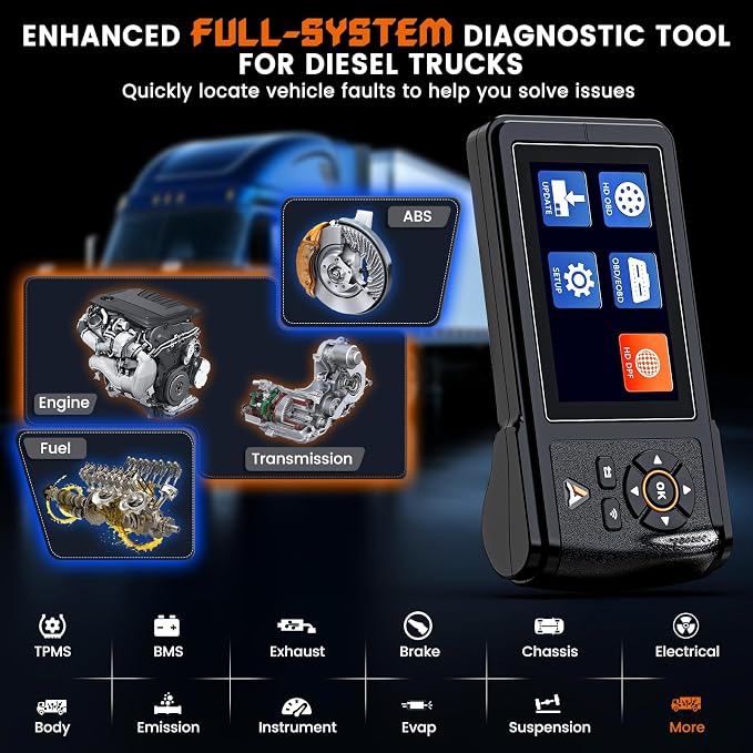 ANCEL HD430 Heavy Duty Truck Scanner, DPF Reset & Forced Regeneration - Image 3