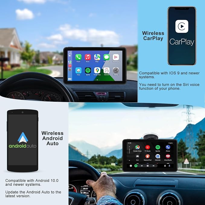 Compatible Wireless Apple CarPlay Android Auto Car Screen, 720P Back Camera 7″ - Image 2