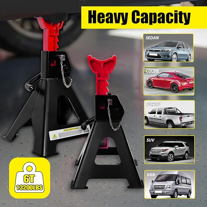 6 Ton Jack Stands, 15.6"-23.4" Adjustable - Image 7