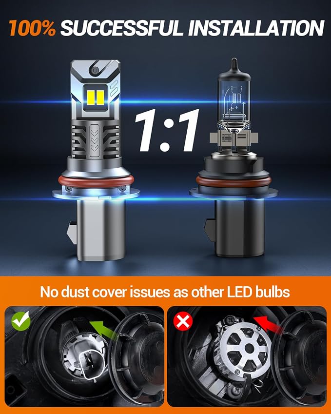 SEALIGHT 9007 Bulbs, 50000 LM HB5 Fog Light Bulbs, 1:1 Design, 6500KCool White - Image 3