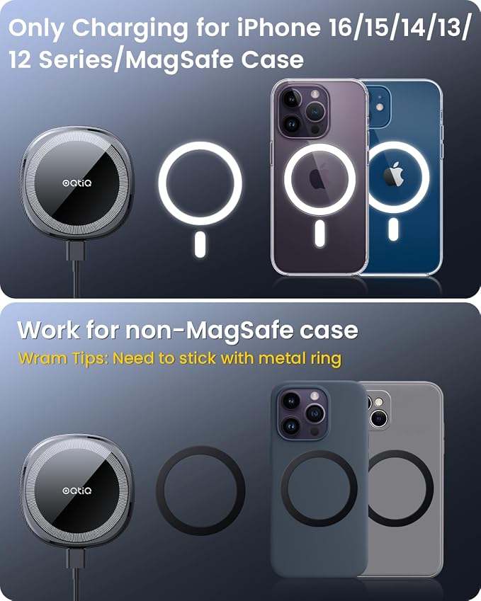 OQTIQ for MagSafe Car Charger, Magnetic Wireless Car Charger Compatible - Image 7