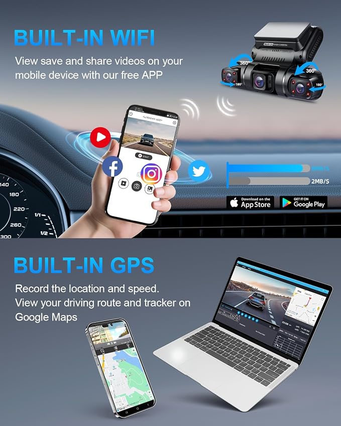 PRUVEEO 360 Degree View 4 Channel Dash Cam Front and Rear Inside Left Right - Image 7