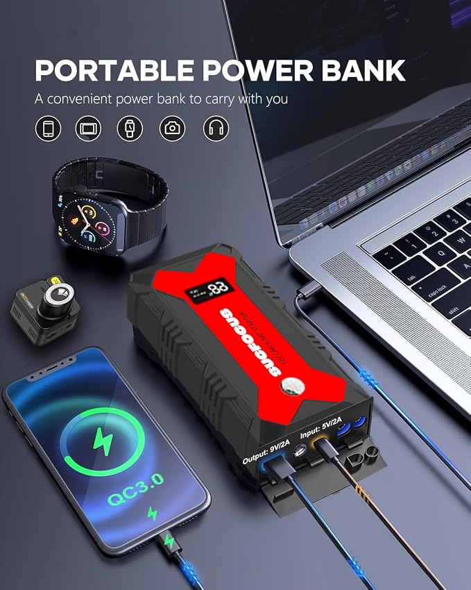 Car Battery Jump Starter, 2500A Battery Jumper Starter Portable, Jump Box - Image 4