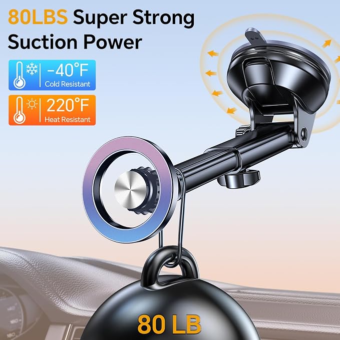 for MagSafe Car Mount【 Windshield + Vent + Dash 】 Magnetic Phone Holder - Image 5