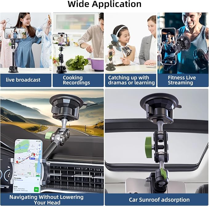 HEMMOTOP Suction Cup Car Phone Mount, 12 in Heavy Duty Metal Cell Phone Holder - Image 7