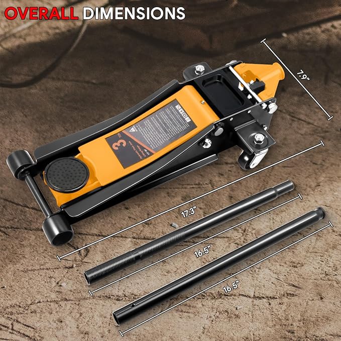 DNA MOTORING Low Profile Hydraulic Trolley Service/Floor Jack, 3 Ton Capacity - Image 8