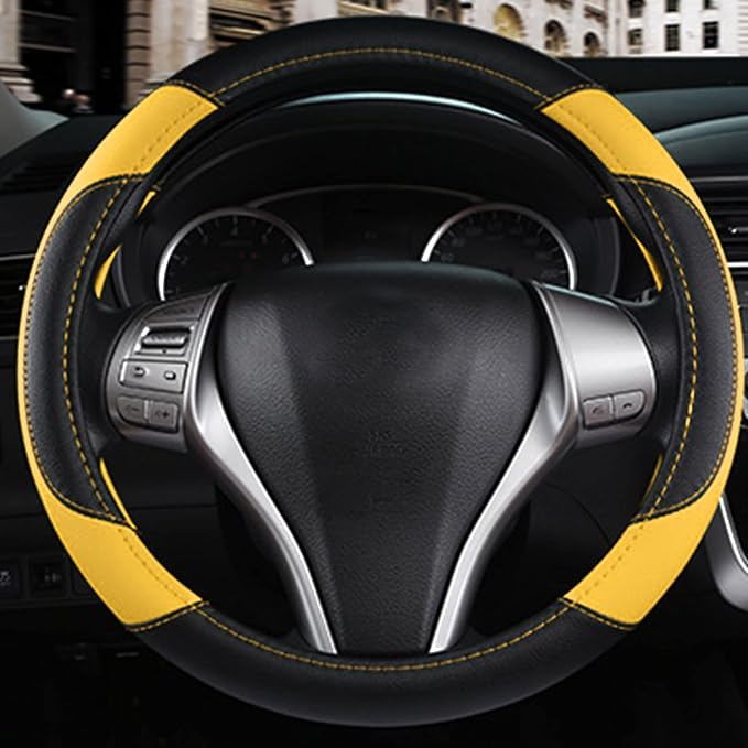 Leather Car Steering Wheel Cover, Non-Slip Car Wheel Cover Protector Breathable - Image 4
