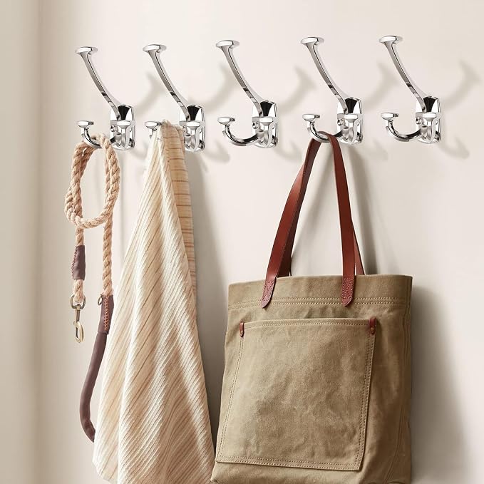 Large Wall Double-Sided Hook 5 Pack Polished Nickel Hook Decorative Heavy Duty - Image 5