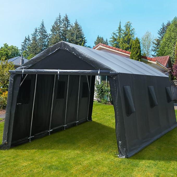 ADVANCE OUTDOOR 13x20 ft Carport 2 Roll up Doors & Vents Outdoor Portable - Image 7