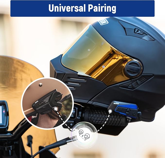 LEXIN B4FM Motorcycle Bluetooth Headset, 10 Riders Helmet Bluetooth Intercom - Image 6