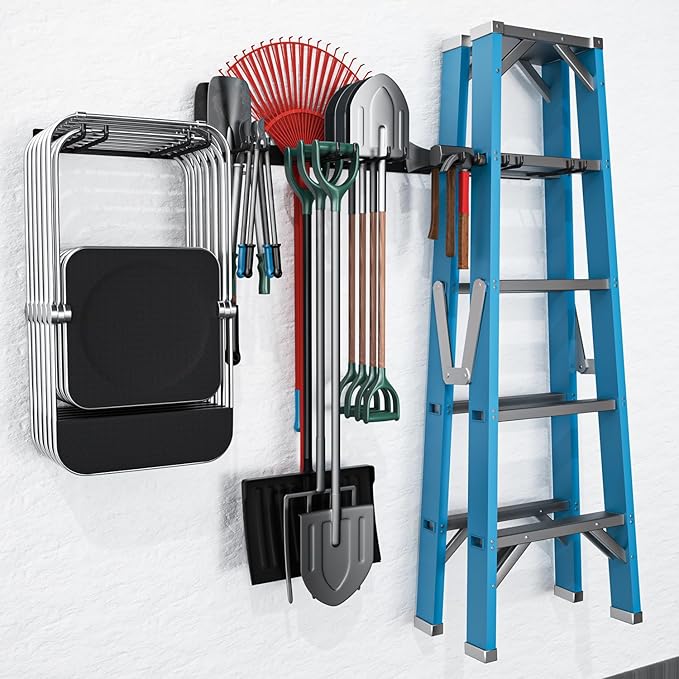 Folding Chair Storage Rack Wall Mount, Garden Tool Hanger - Image 2
