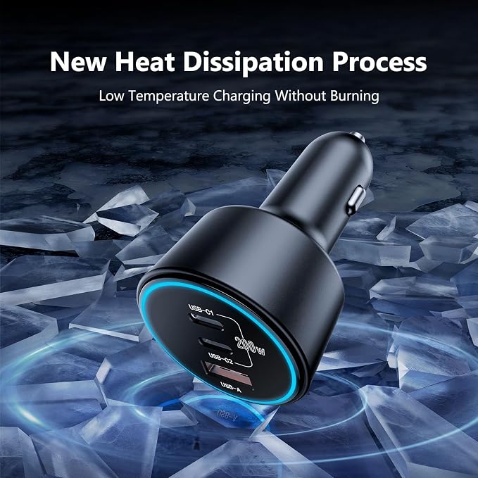 USB C Car Charger Fast Charging 200W, Dual PD 100W Type C Car Charger, - Image 6