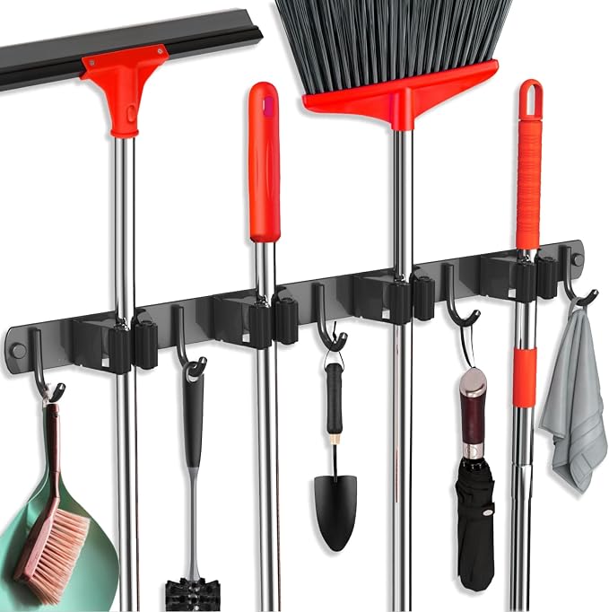 Mop and Broom Holder Wall Mount, Upgraded Broom Hanger Wall Mount, Stainless by FODARSAI