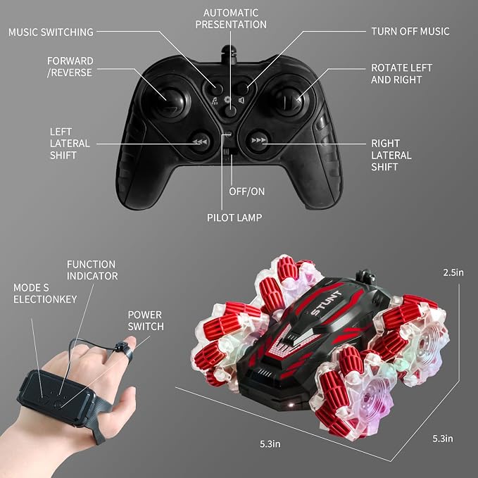 Gesture Sensing RC Stunt Car, 2.4 Ghz 4WD Remote Control Cars, Cool Lighting - Image 6